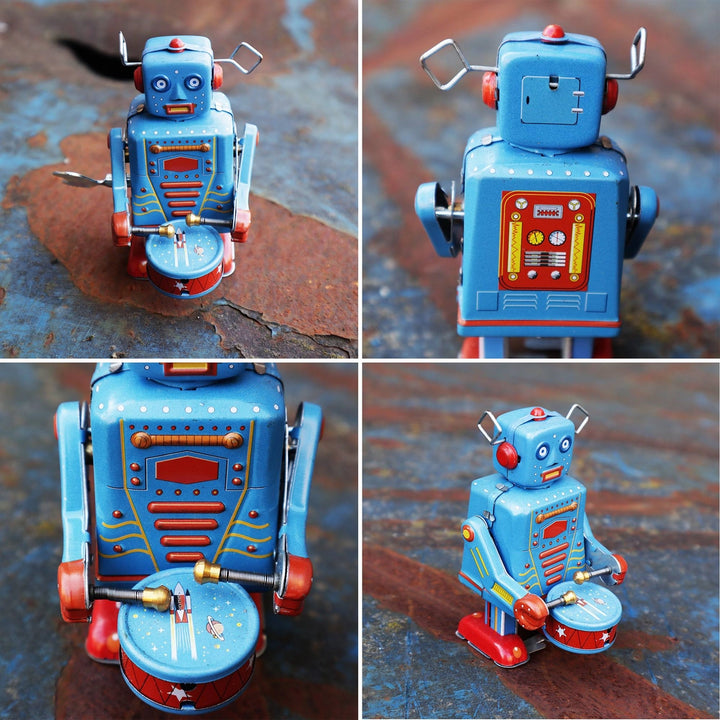 NEW Retro Robot with Drum Blue Sheet