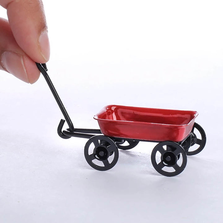 NEW Dollhouse Miniatures: Red Metal Miniature Wagon