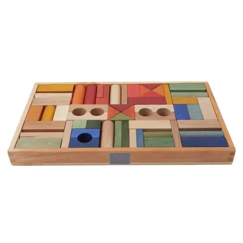 Wooden Story Rainbow Building Blocks in Tray- 54pcs