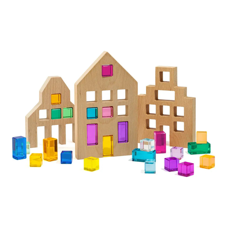 NEW Wooden Riley City Blocks & Gems Set