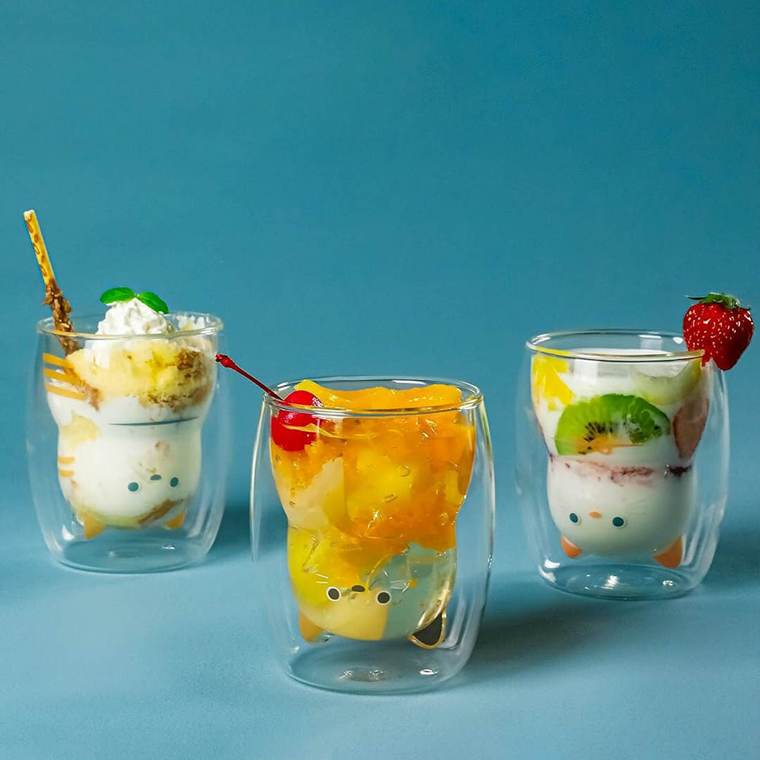 NEW Neko Glass Cat Double Walled Tumbler - Shiro