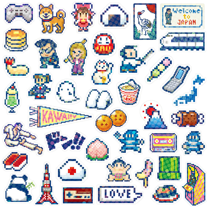 NEW Japanese 40 Pc. Sticker Set- Pixel Japan
