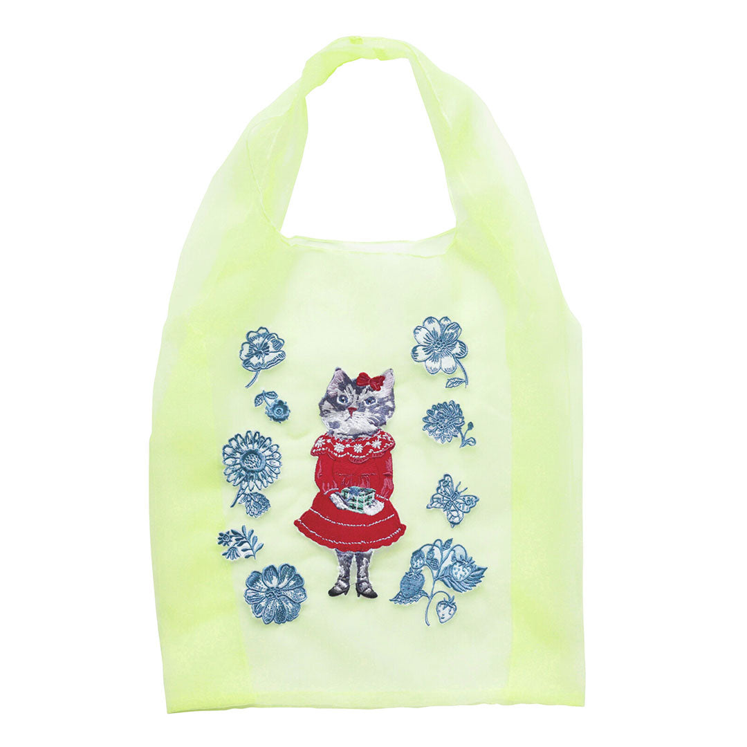 Nathalie Lete Organza Mesh Embroidered Bag- Citron