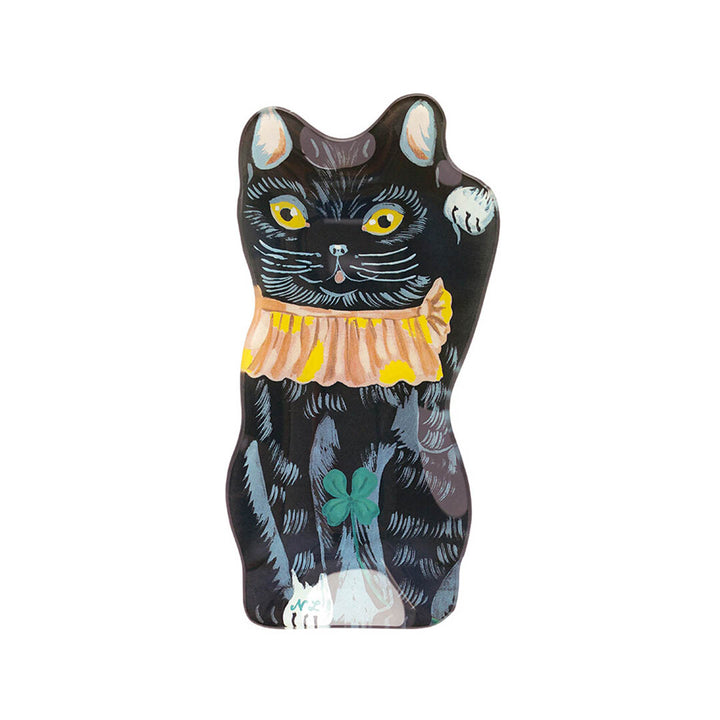 Nathalie Lete Small Glass Plate- Lucky Cat Black