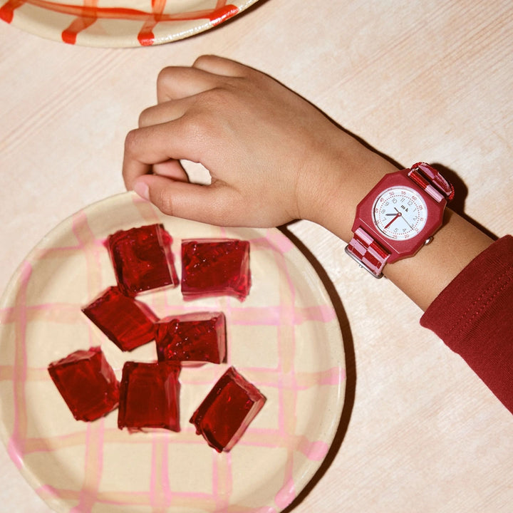 Kids Watch- Raspberry Icecream - Red & Pink Checkered