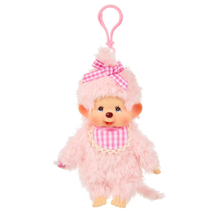 NEW Monchhichi Girl - Fluffy Pink Beige Keychain