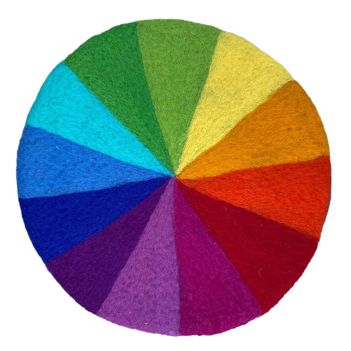 Wool Felt Mat - 15" Diameter - Rainbow Party