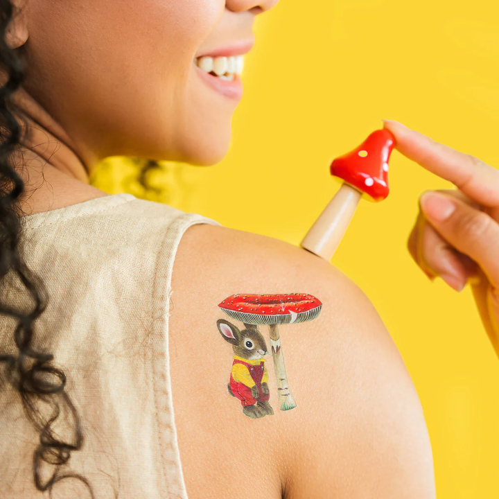NEW Temporary Tattoo Sheets: Bunny with Mushroom
