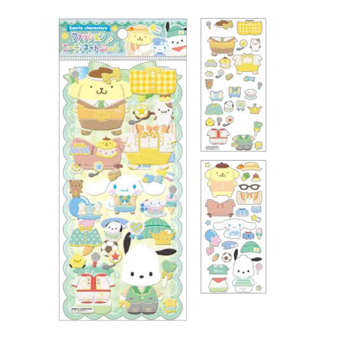 Official Sanrio Characters Dress Up Fashion Stickers - Pompompurin, Cinnamoroll, Pochacco
