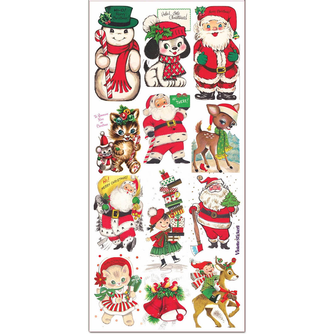 NEW Christmas 1950's Greeting Stickers
