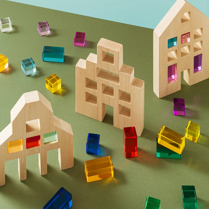 NEW Wooden Riley City Blocks & Gems Set