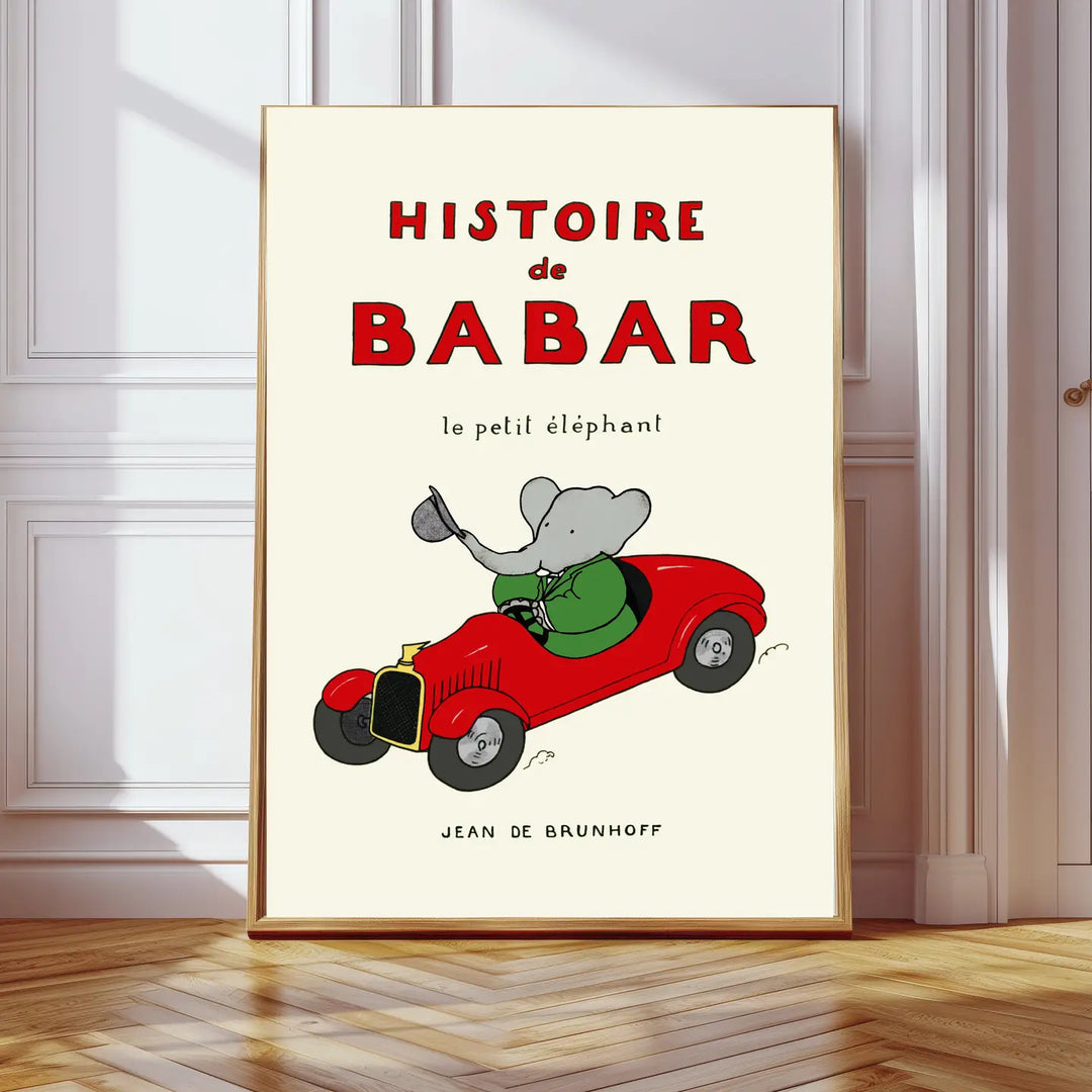Retro Art Prints: Babar the Elephant Red Car