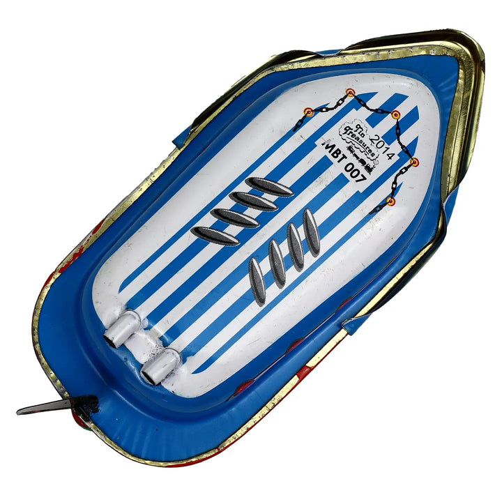Retro Tin Toy Candle Boat Pop Pop Boat - Striped Blue