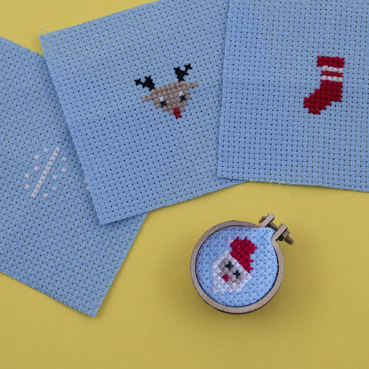 Christmas Baubles Ho Ho Ho Cross Stitch Kit In A Matchbox