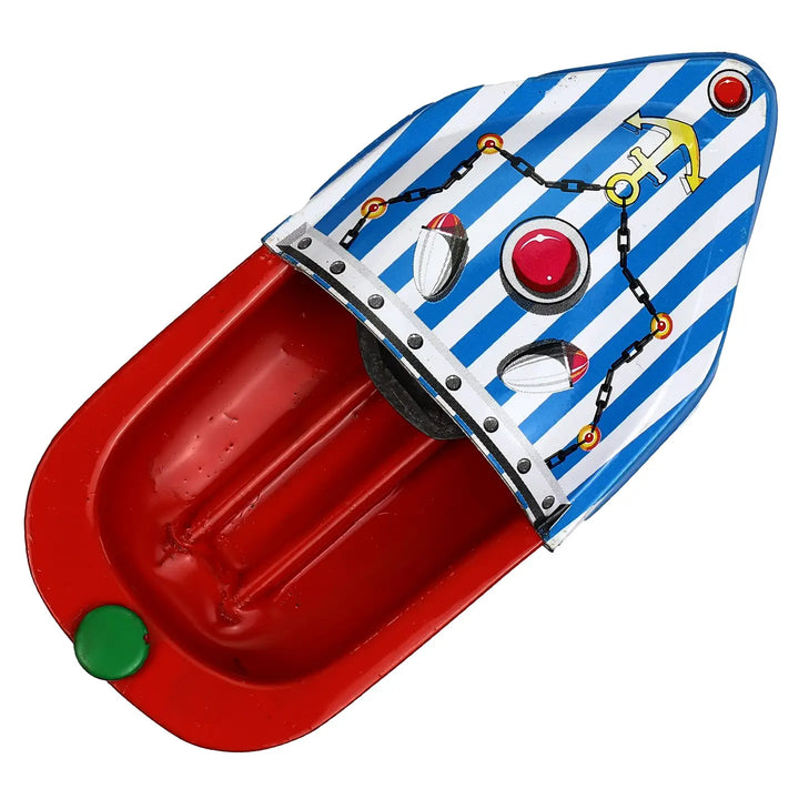 Retro Tin Toy Candle Boat Pop Pop Boat - Striped Blue