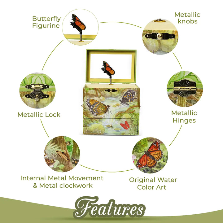Monarchs Butterfly Music Jewelry Box