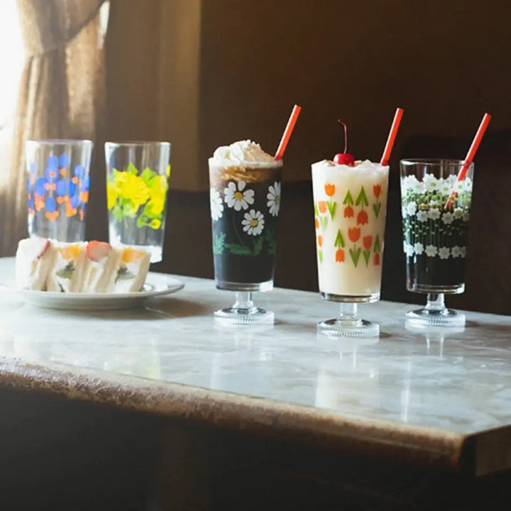 Retro Glass Tumbler Cup Tulip
