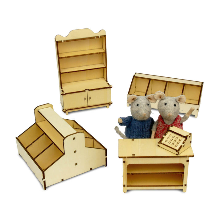 NEW Mouse Mansion Wooden DIY Furniture Kits- Market Shop