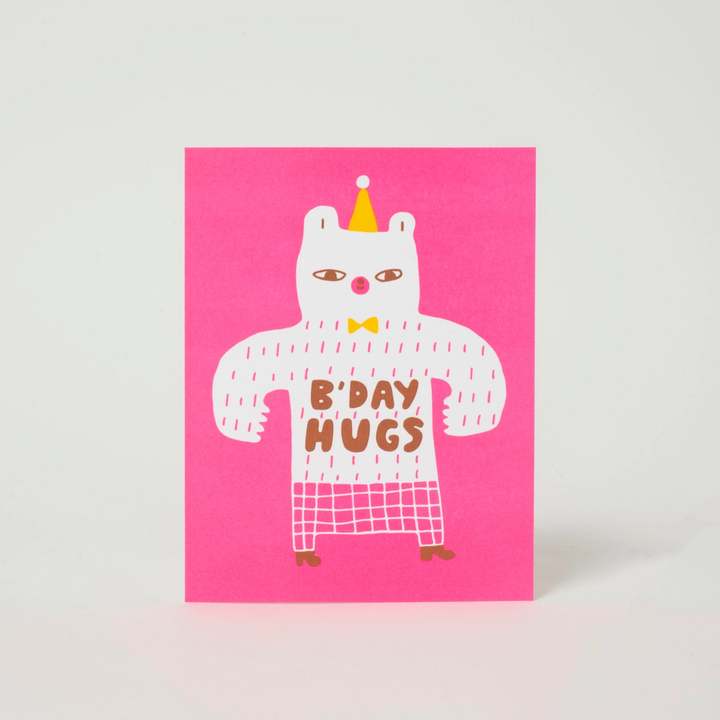 Bear Hugs Birthday Letterpress Greeting Card by Suzy Ultman