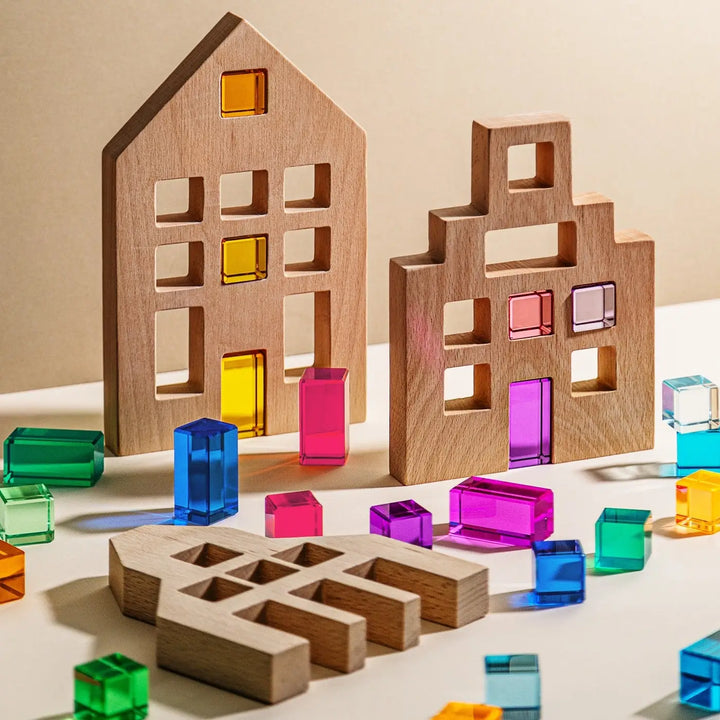 NEW Wooden Riley City Blocks & Gems Set