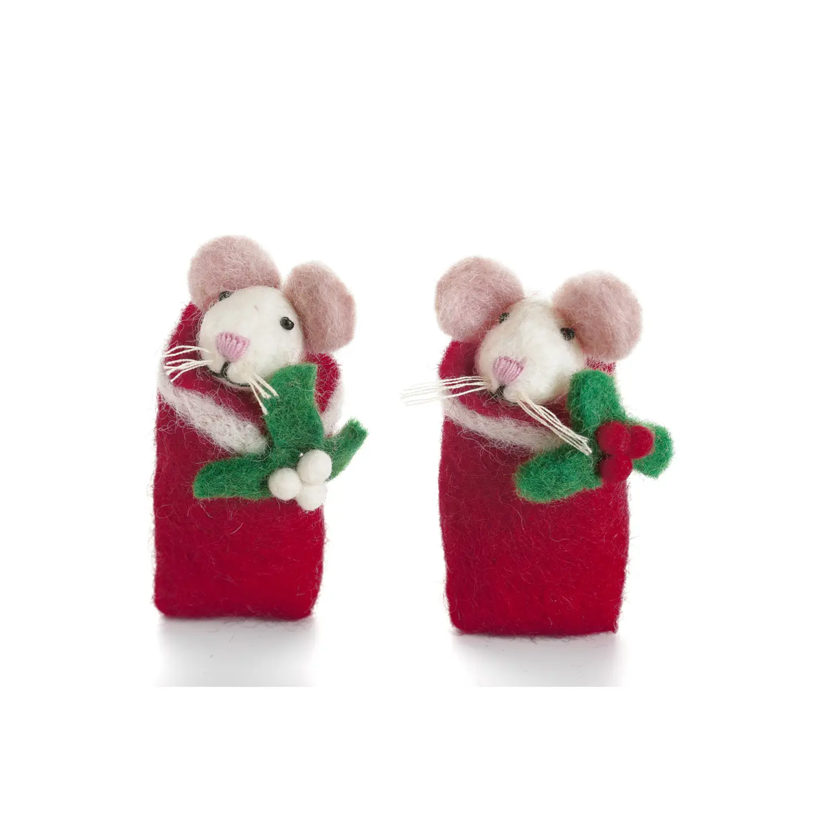 NEW Wool Felt: Swaddling Mice with Holly & Mistletoe