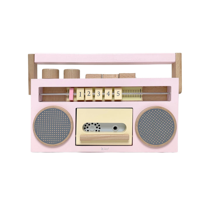 NEW Wooden Tape Recorder Boombox Toy- Pink