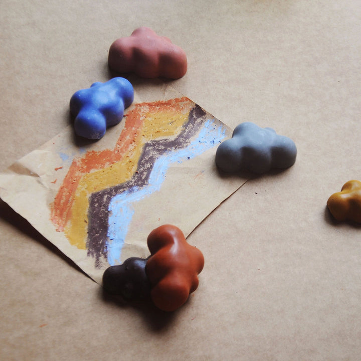 NEW All-Natural & Non-Toxic Fluffy Cloud-Shaped Jumbo Beeswax Crayons – Set of 5