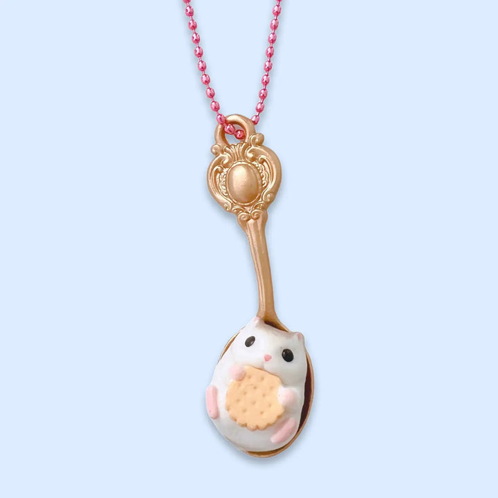 Pop Cutie Hamster Spoon Necklace - Biscuit Cookie