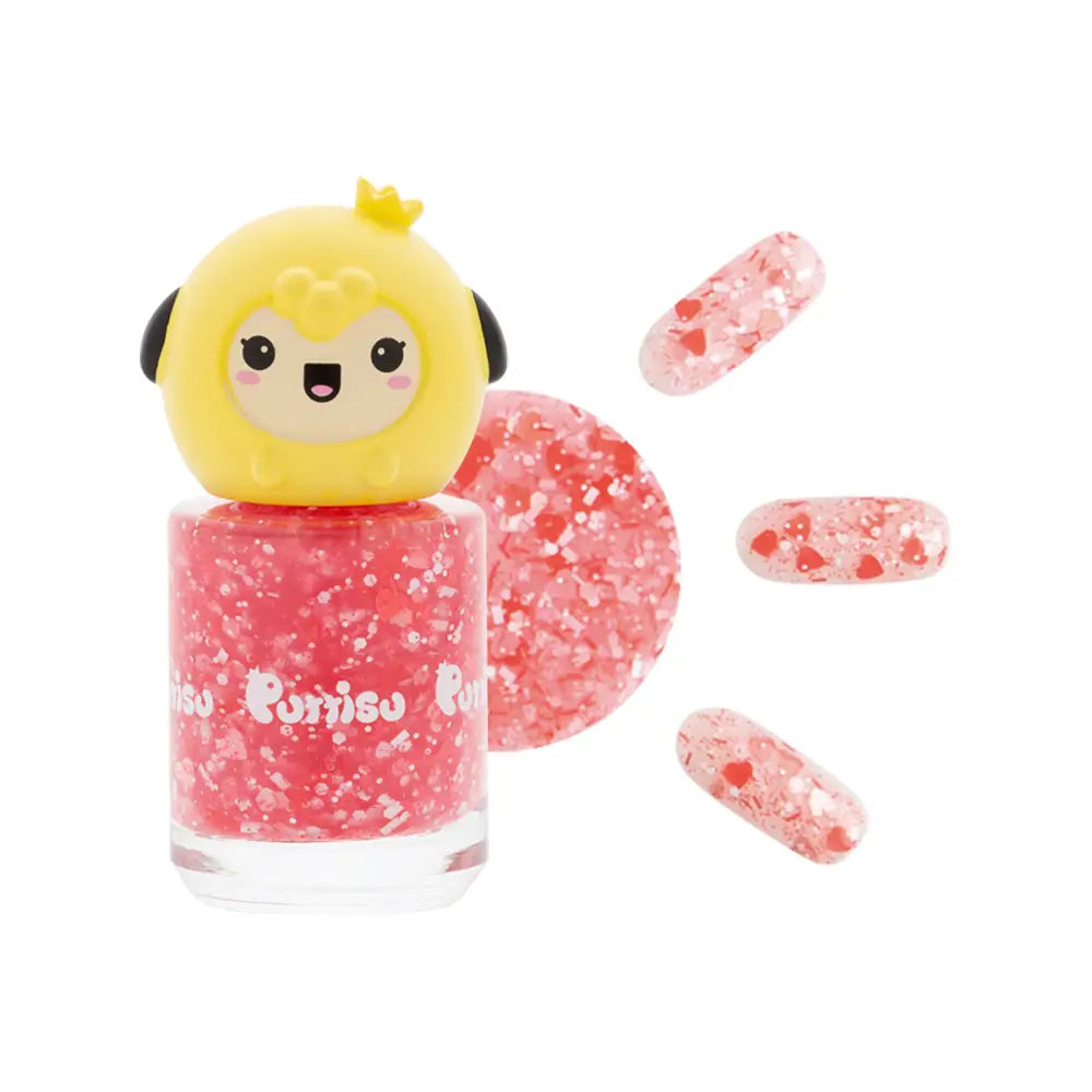 Scented All Natural Peel- Off Nail Polish Candy Pink Coral Glitter - Pink Flower Garden