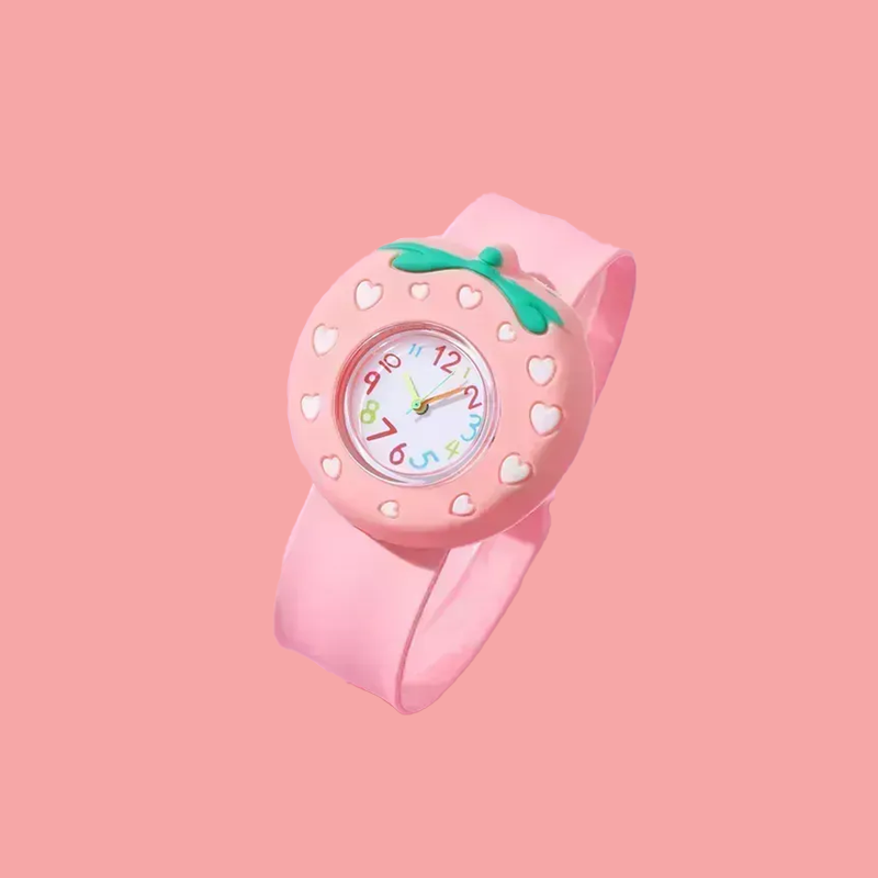 NEW Silicone Bracelet Watch- Pink Strawberry