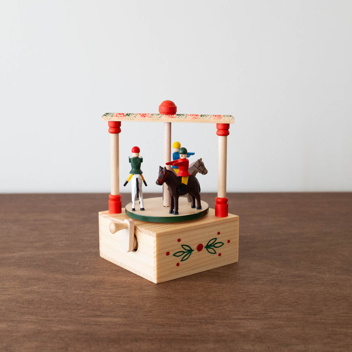 NEW Wooden Horse Merry Go Round Music Box- Horses