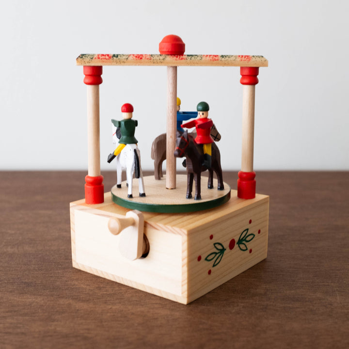 NEW Wooden Horse Merry Go Round Music Box- Horses