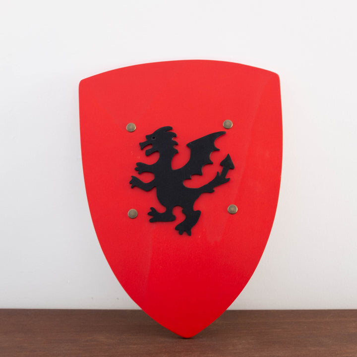 NEW Wooden Knight Shield- Red Dragon