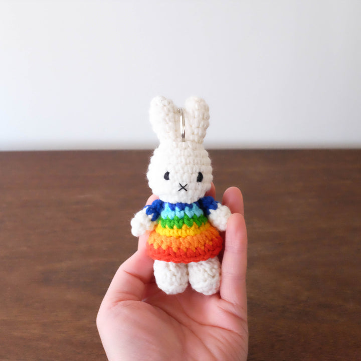 NEW Miffy Handmade Crochet Keychain- Rainbow