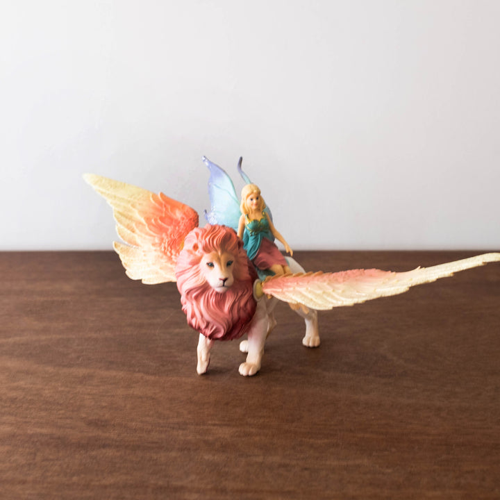 Fairy in Flight On Winged Lion Fairy Toy Playset