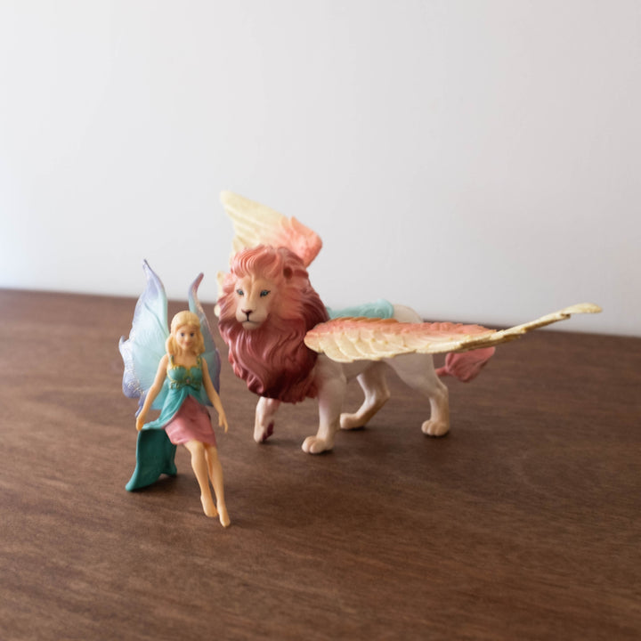 Fairy in Flight On Winged Lion Fairy Toy Playset