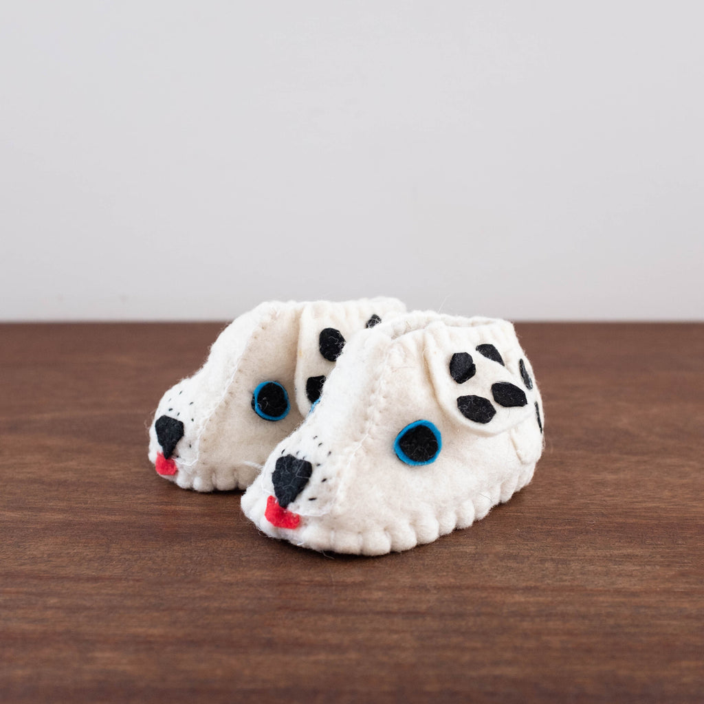 NEW Baby Wool Felt Booties- Spotted Dog