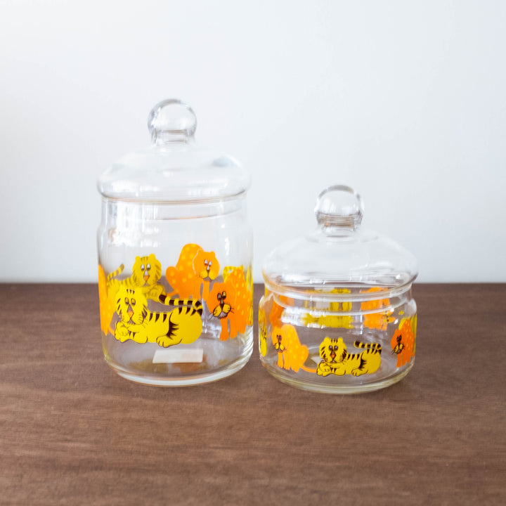 Retro Glass Storage Jar Glass Lid - Zoo Animals