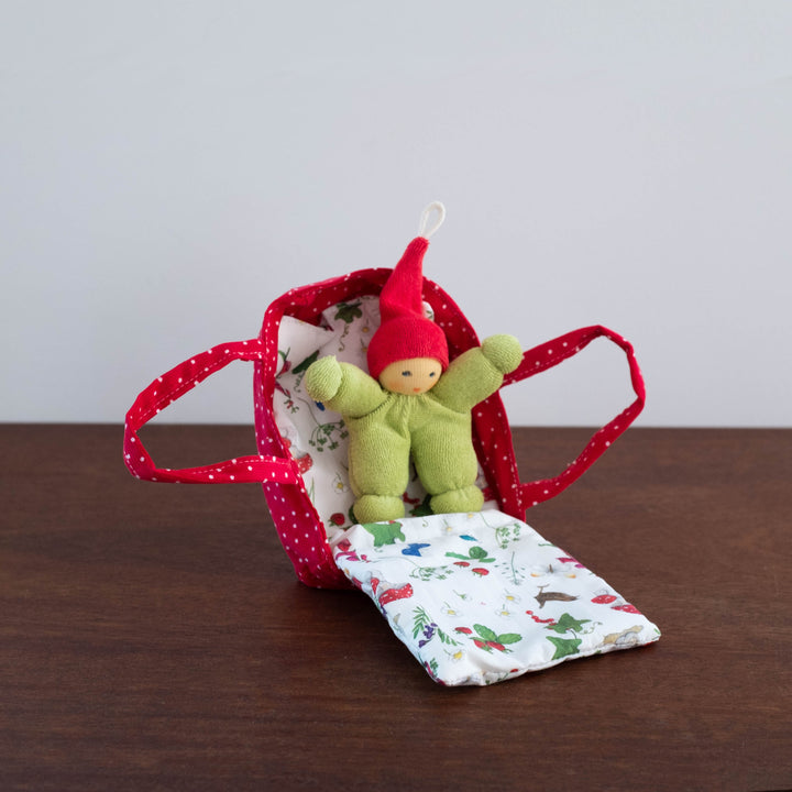 Nanchen Cuddle Doll with Baby Bed- Red