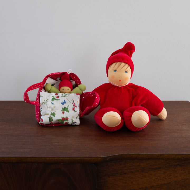 Nanchen Cuddle Doll with Baby Bed- Red