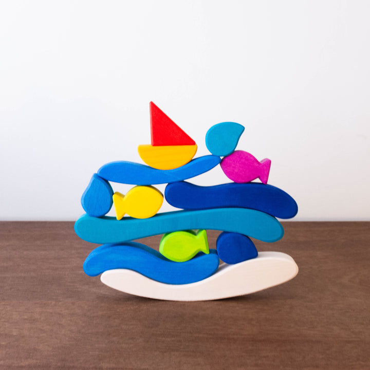 Wooden Boats and Water Stacking Game