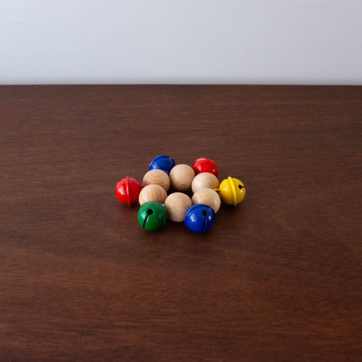 NEW Wooden Musical Bell Band/Rattle for Babies - Rainbow