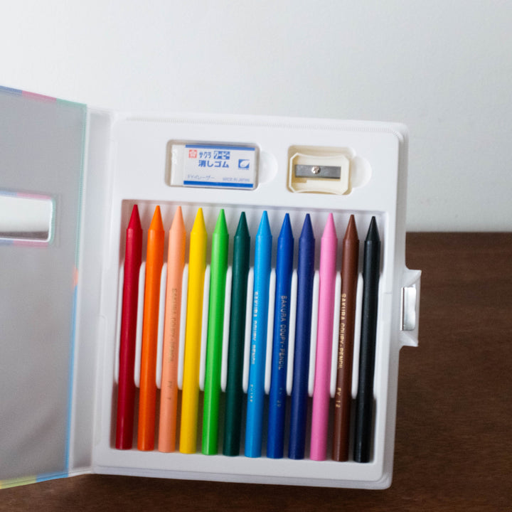 NEW Japanese Sakura Craypas No Mess Padded Crayon Pencil Set - 12 Colors