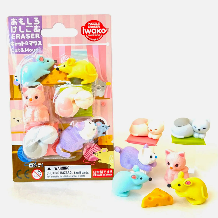 NEW Japanese Erasers- Cat and Mouse