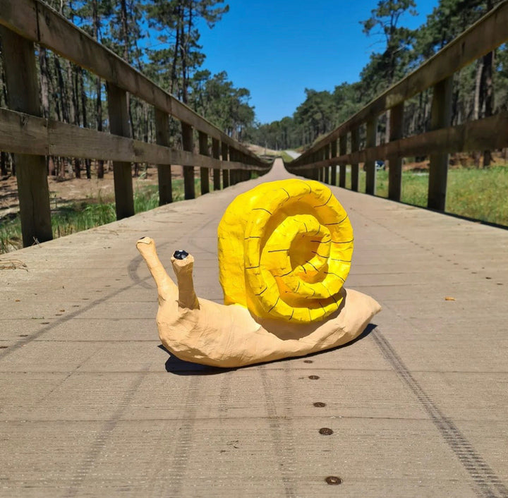 NEW Paper Mache Animal Snail- Yellow