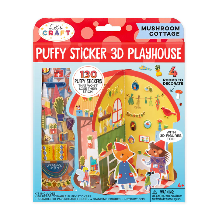 NEW Puffy Sticker 3D Playhouse Mushroom Cottage