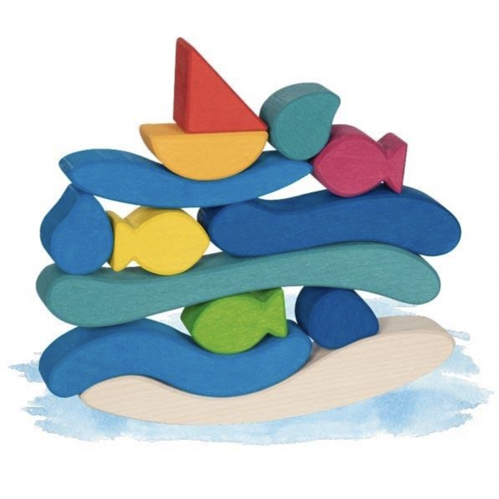 Wooden Boats and Water Stacking Game