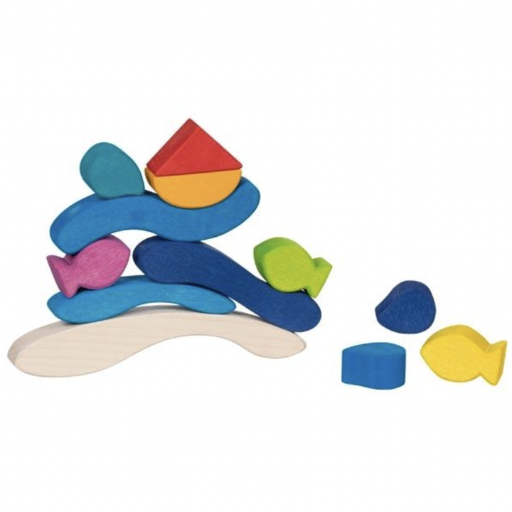 Wooden Boats and Water Stacking Game