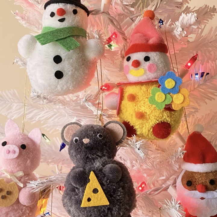 NEW - MADE IN USA Pom Pom Retro Ornaments