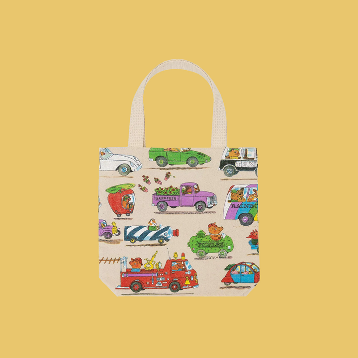 Double Sided Canvas Tote Bags- Richard Scarry Cars and Trucks that Go MINI KIDS SIZE